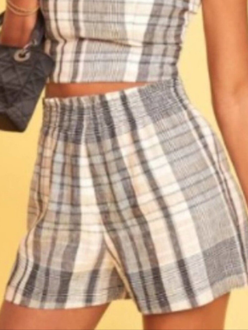 Reformation Rand High Waist Plaid Chelsea Linen Shorts